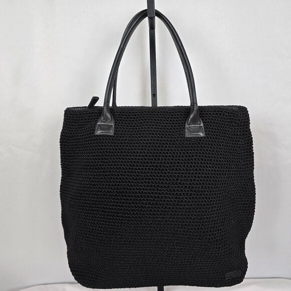 The Sak Tote Black Woven Zipper Closure Double Handles 16" x 12" x 5" - Picture 1 of 15